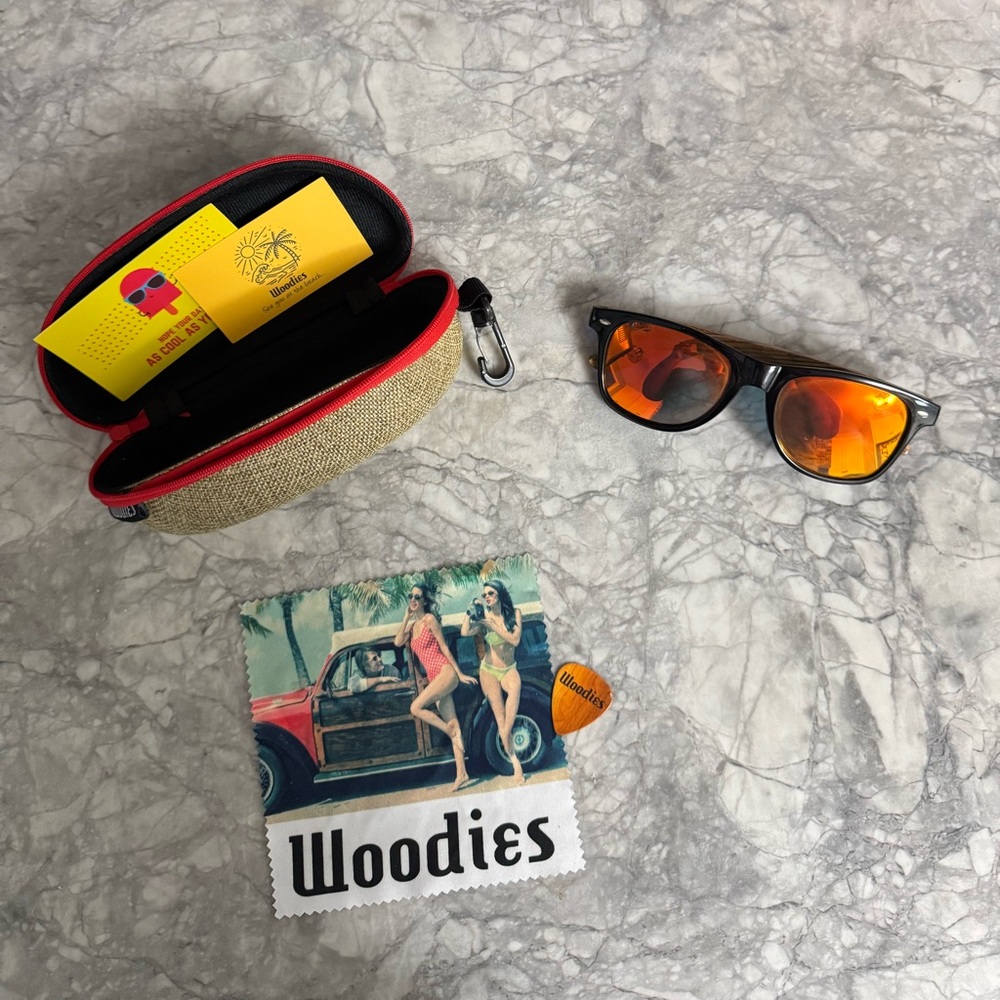 Woodies Sporty Black and Orange Sunglasses with Mirrored Lenses